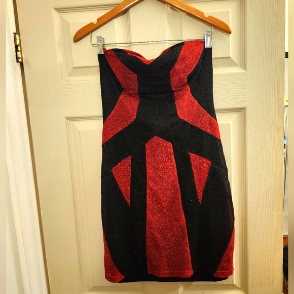 Strapless Glitter Mini Dress - Picture 1 of 3